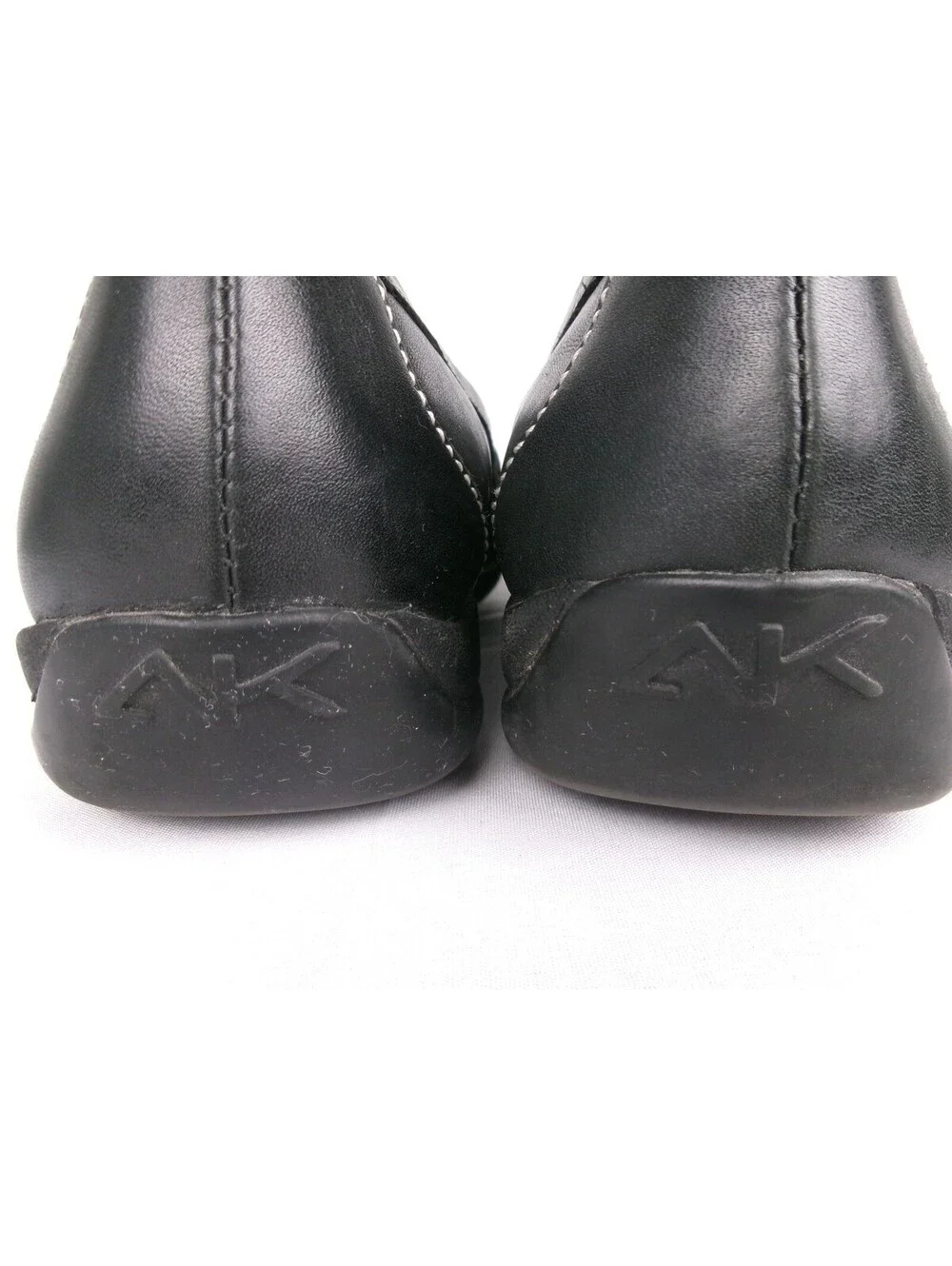 AK Anne Klein Mabrandt Black Leather Loafers Comfort Flats Womens 7M